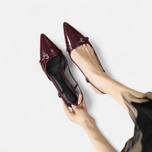 Aureli Paris | Sandales à Talons Moyens en Cuir Verni à Bout Pointu