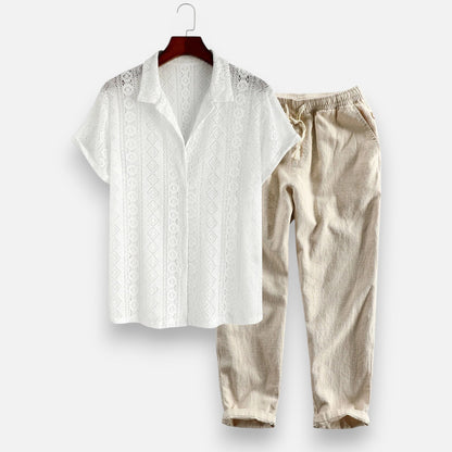 Aurelien Class | Ensemble Homme en Lin Manches Courtes – Légèreté Naturelle, Élégance Décontractée