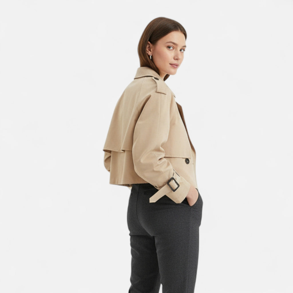 Aureli Paris | Trench Court Femme Vintage Double Boutonnage