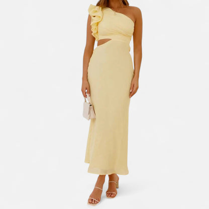 Aureli Paris | Robe Longue Asymétrique – Silhouette Sculptée et Raffinement Nocturne