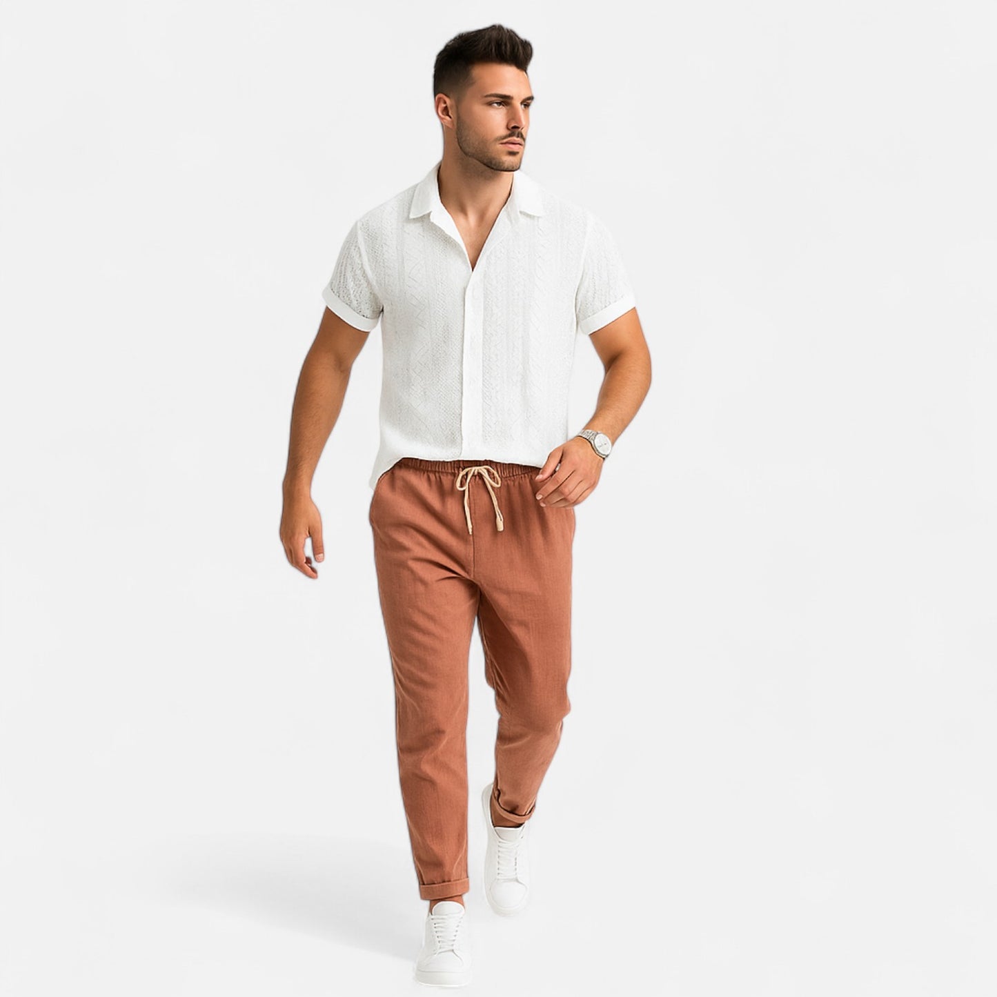 Aurelien Class | Ensemble Homme en Lin Manches Courtes – Légèreté Naturelle, Élégance Décontractée