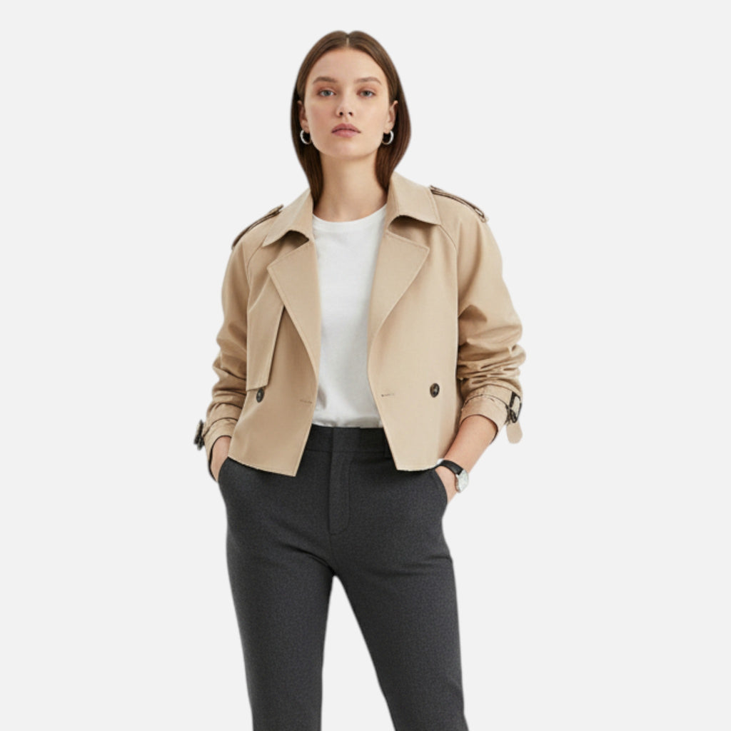 Aureli Paris | Trench Court Femme Vintage Double Boutonnage